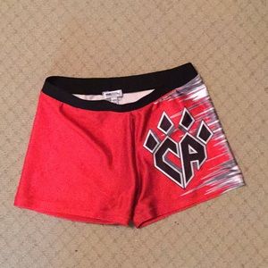 Cheer Athletics red CA practice wear shorts AXS